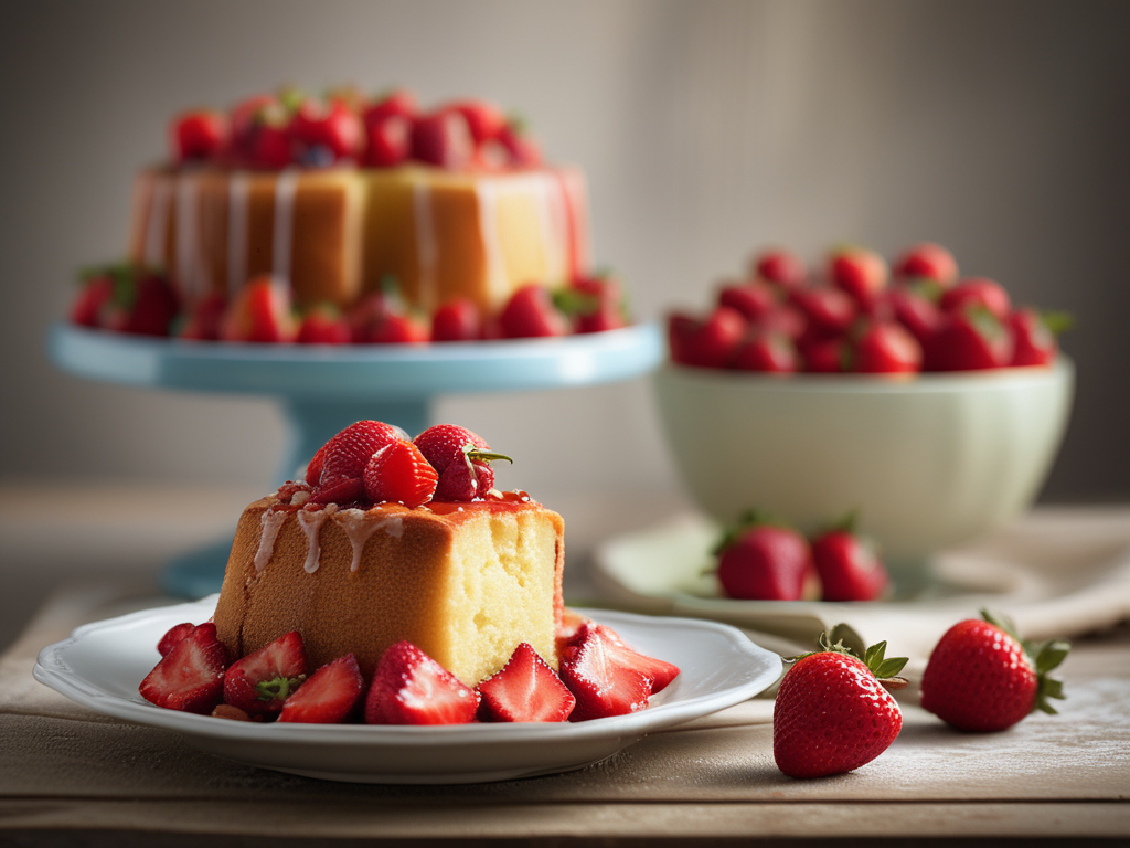 Dairy Free Vanilla Cake + Strawberries