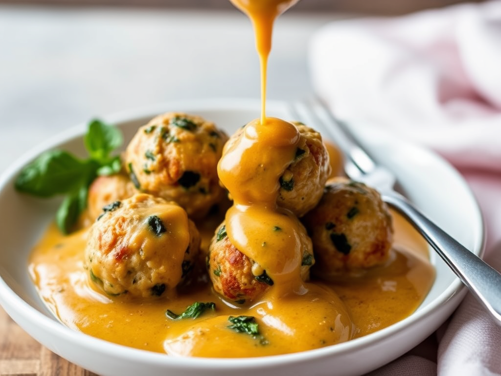 SCD Chicken & Spinach Meatballs in Butternut Cream Sauce